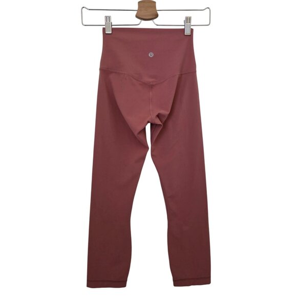 Lululemon WUNDER TRAIN HR CROP High-Rise Rose Pink Athletic Leggings Size 2 - Picture 2 of 5
